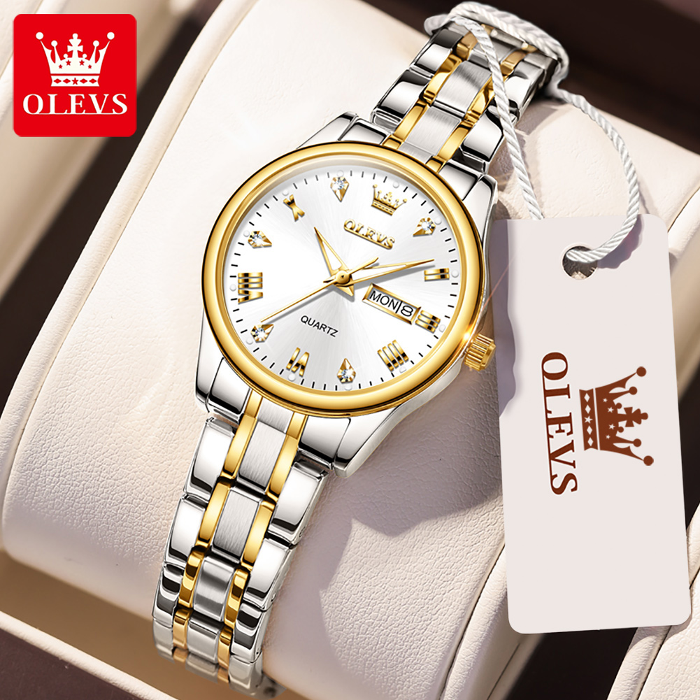 Luxury Watch Index - Olevs-女性用防水クォーツ時計、新しいファッション、クラシック、高級ブランド、女性用時計、ステンレススチールストラップ時計、5563