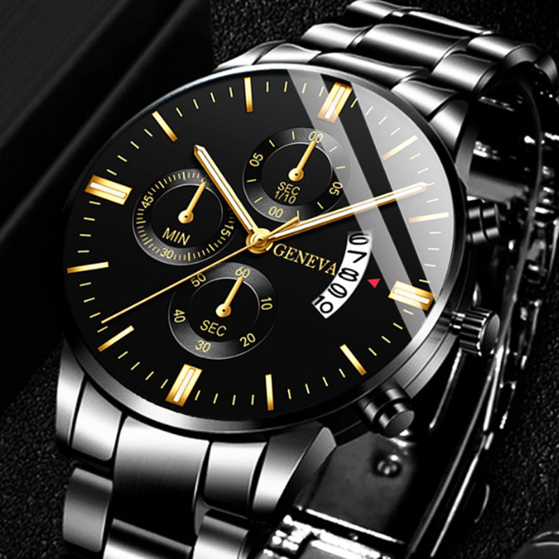 Luxury Watch Life - 高級ステンレス鋼メンズカレンダークォーツ時計ファッションメンズビジネス腕時計男性用時計リロイ Hombre