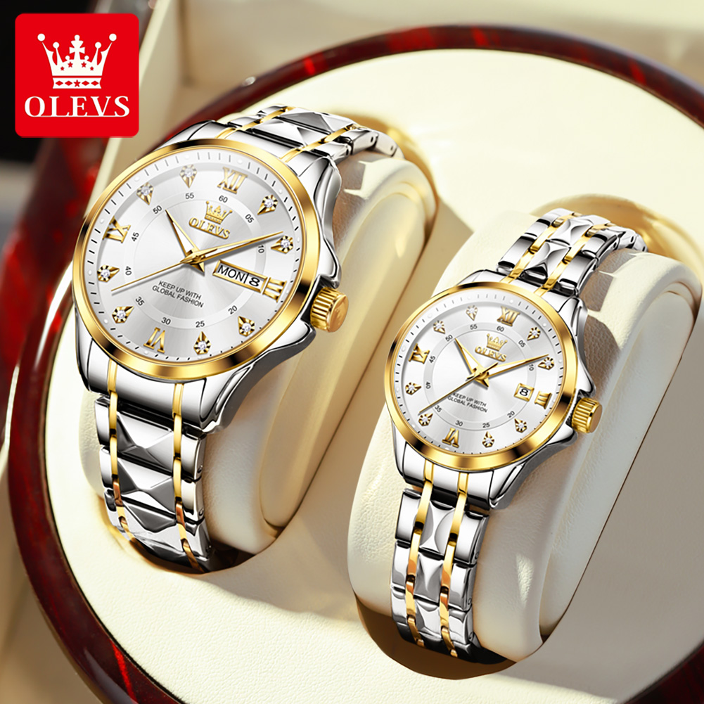 Luxury Watch Life - OLEVS 2906 カップルウォッチ オリジナルローマ数字ダイヤル ラグジュアリークォーツ腕時計 メンズ