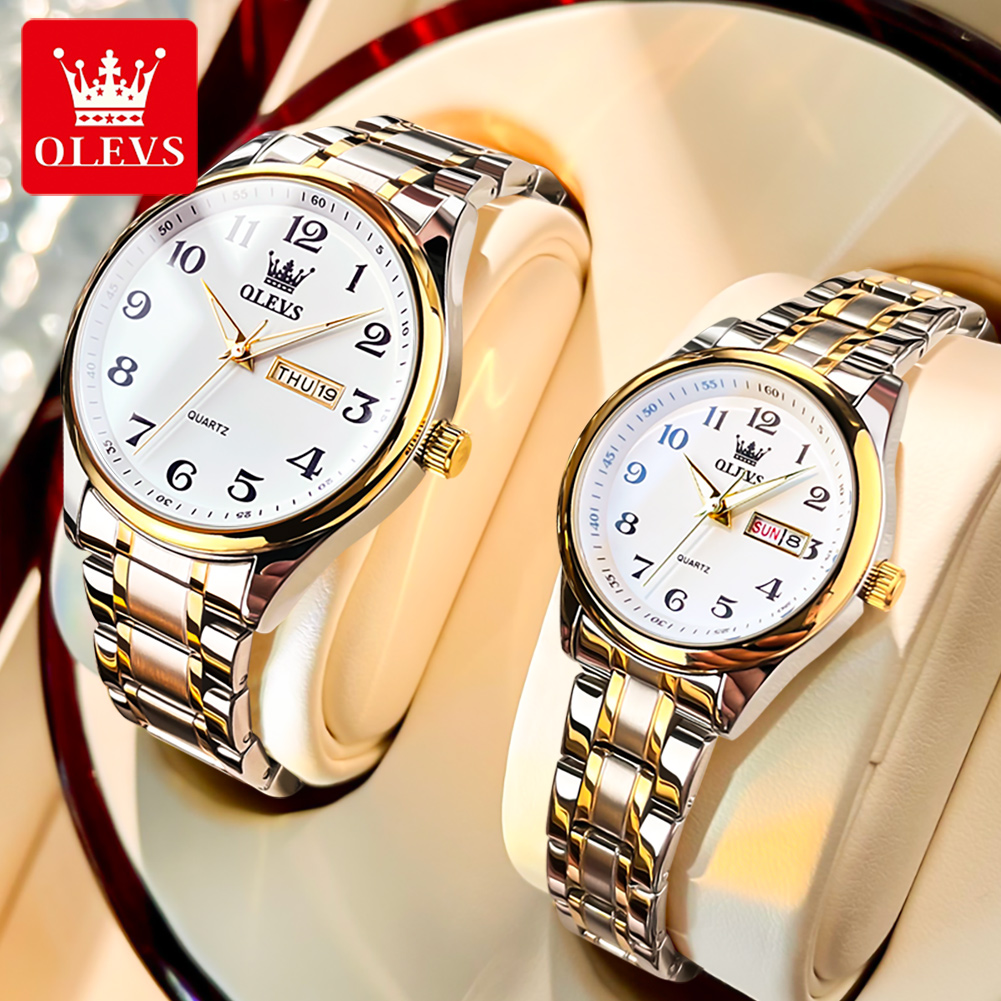 Luxury Watch Life - OLEVS 新ファッションカップル腕時計男性女性の高級ステンレス鋼防水クォーツ時計週カレンダー愛好家腕時計
