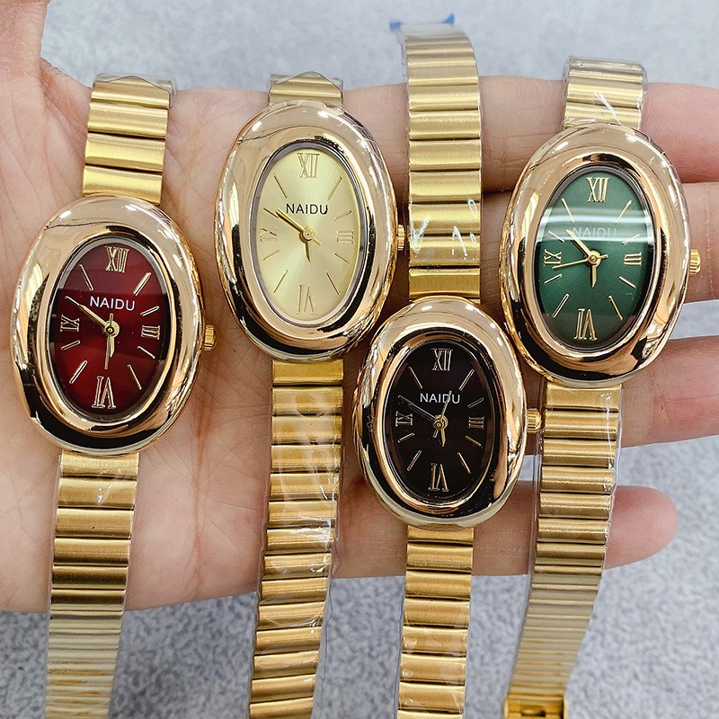 Luxury Watch Index - 高級ブランドゴールドオーバル女性クォーツ時計ファッションカジュアルスチールバンド腕時計レディース腕時計モントレファムギフトドロップシッピング