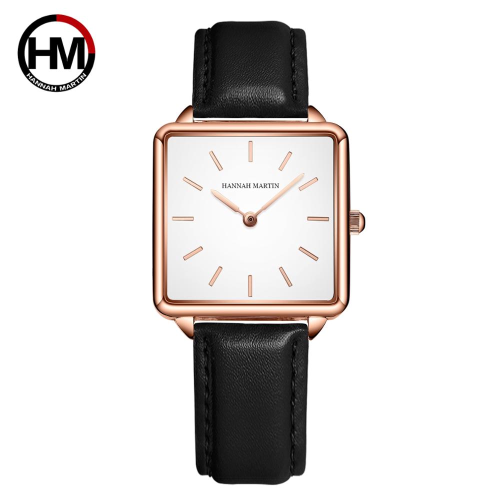 Luxury Watch Index - 本革ストラップ日本クォーツムーブメントHM-108女性シンプルなデザインのトップの高級ブランド腕時計レディーススクエア腕時計