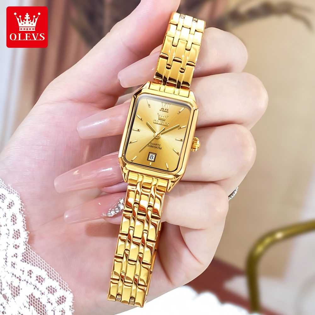 Luxury Watch Green - OLEVS 高級トップブランドの女性の腕時計防水エレガントなファッションゴールド腕時計女性のためのシンプルなオリジナルクォーツ腕時計レディース