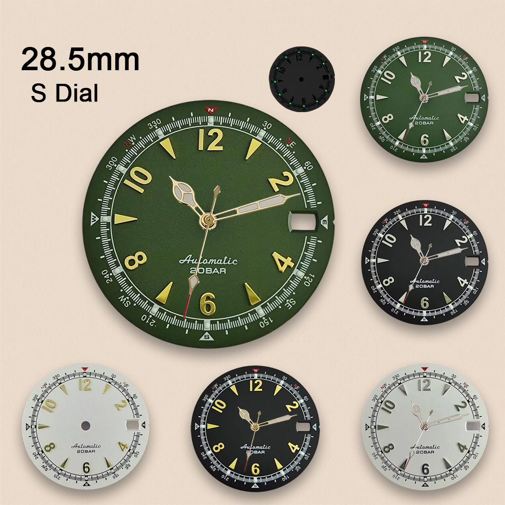 Bronze Case Watch - NH35 NH36ムーブメント対応 NH35ダイヤル Sロゴ 28.5mm レトロウォッチダイヤル
