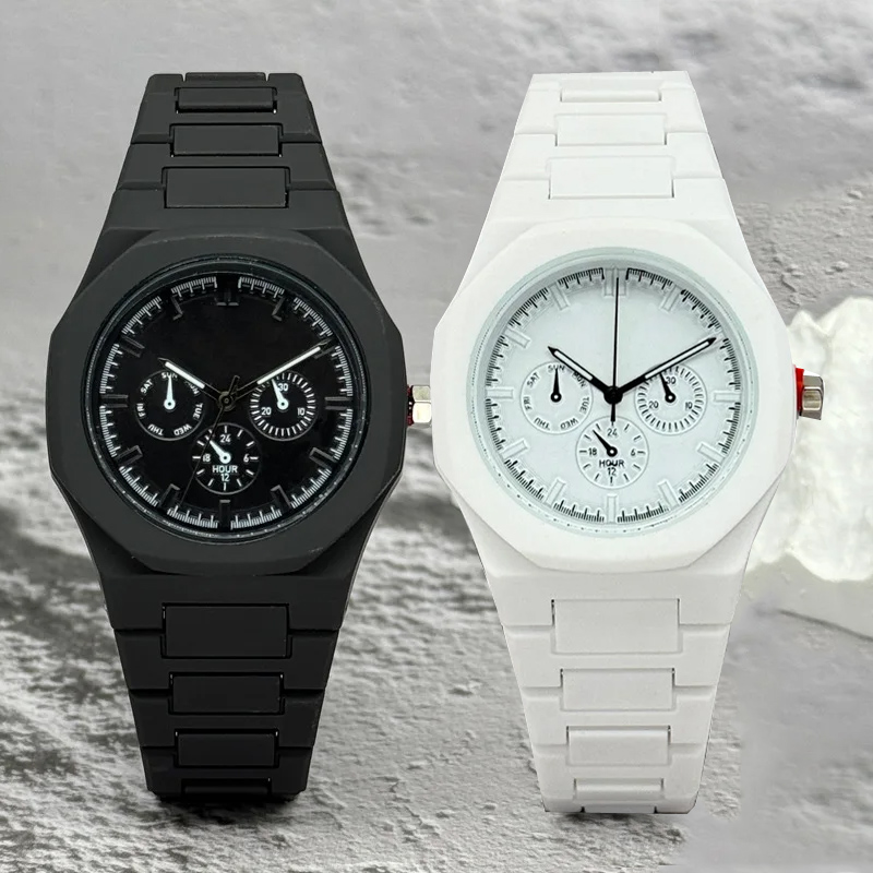 Luxury Watch Life - 有名なブランド偽三目ダイヤル男性女性腕時計ファッションクォーツ時計カジュアルプラスチックバンドレディース腕時計高級時計