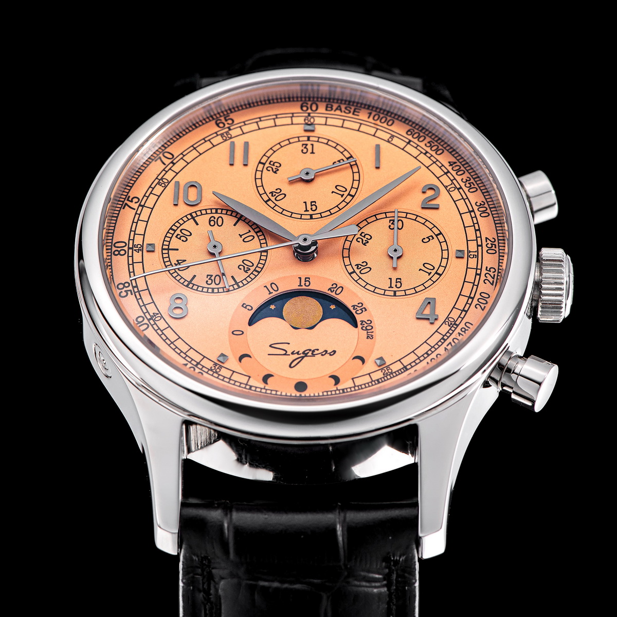 男性、クロノグラフ、tianjin st1908、swann - Moonphase Complication Watch のレビューと価格