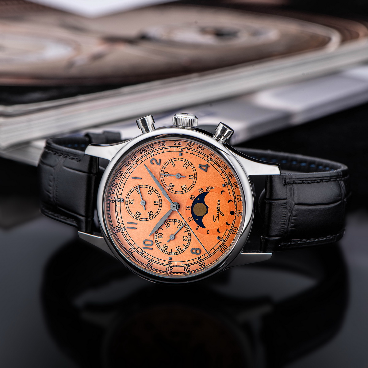 男性、クロノグラフ、tianjin st1908、swann - Moonphase Complication Watch のレビューと価格