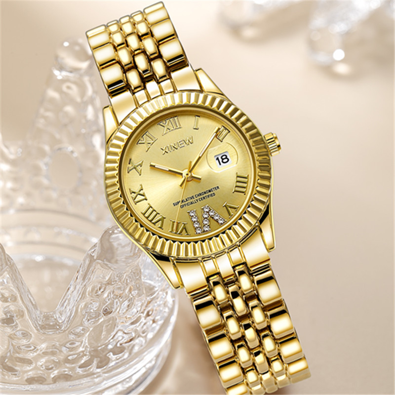 レディースビッグブランドゴールデン腕時計女性ガールズカジュア - Luxury Watch Green のレビューと価格