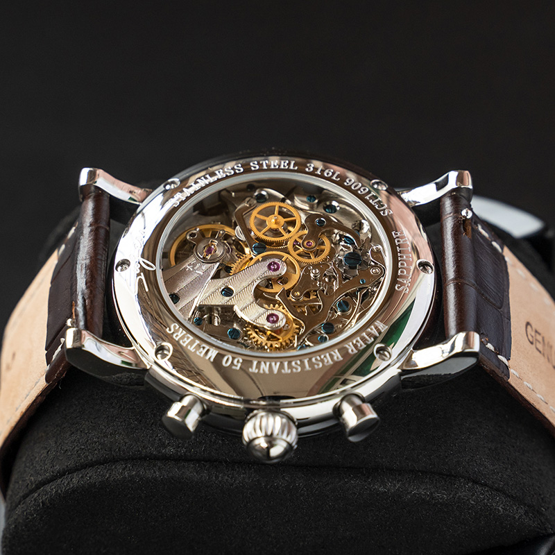 Gestess-男性用機械式時計,オリジナルの移動式クロノグ - Moonphase Complication Watch のレビューと価格