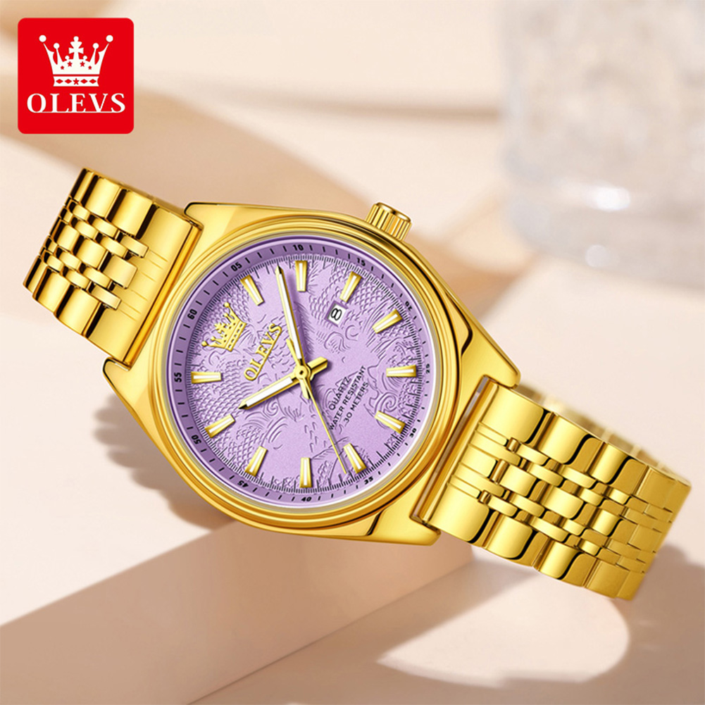 OLEVS ブランドの高級ゴールド腕時計女性用発光防水日付レ - Luxury Watch Green のレビューと価格