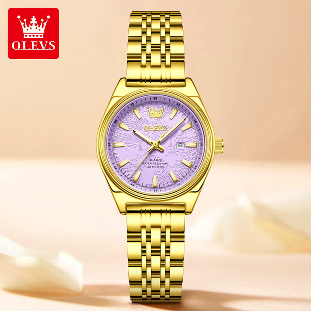 OLEVS ブランドの高級ゴールド腕時計女性用発光防水日付レ - Luxury Watch Green のレビューと価格