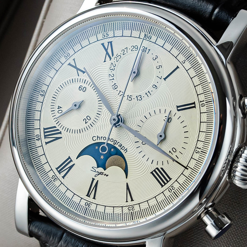 Sugess メンズ腕時計 ST1908 スワンネックムーブ - Moonphase Complication Watch のレビューと価格