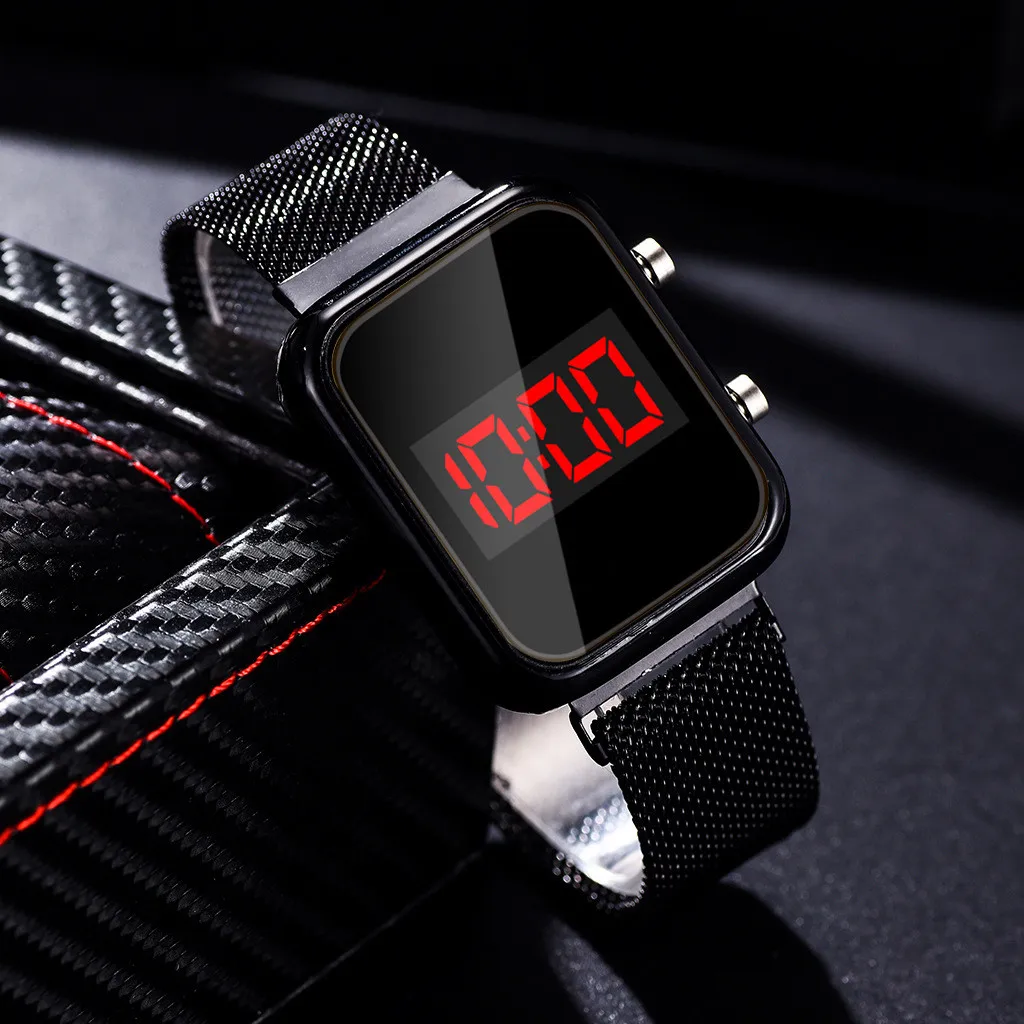 ファッション磁気バックル長方形 LED デジタル腕時計男性女 - Luxury Watch Life のレビューと価格