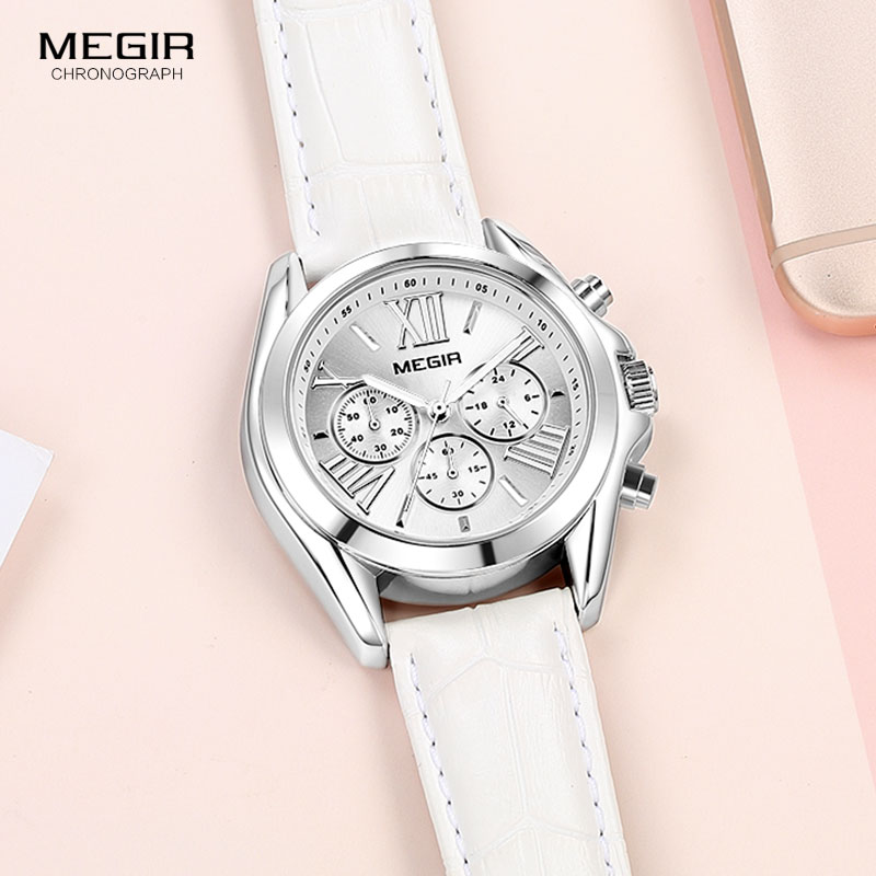 Megir2019-レディースレザーウォッチ,クロノグラフ付 - Luxury Watch Index のレビューと価格