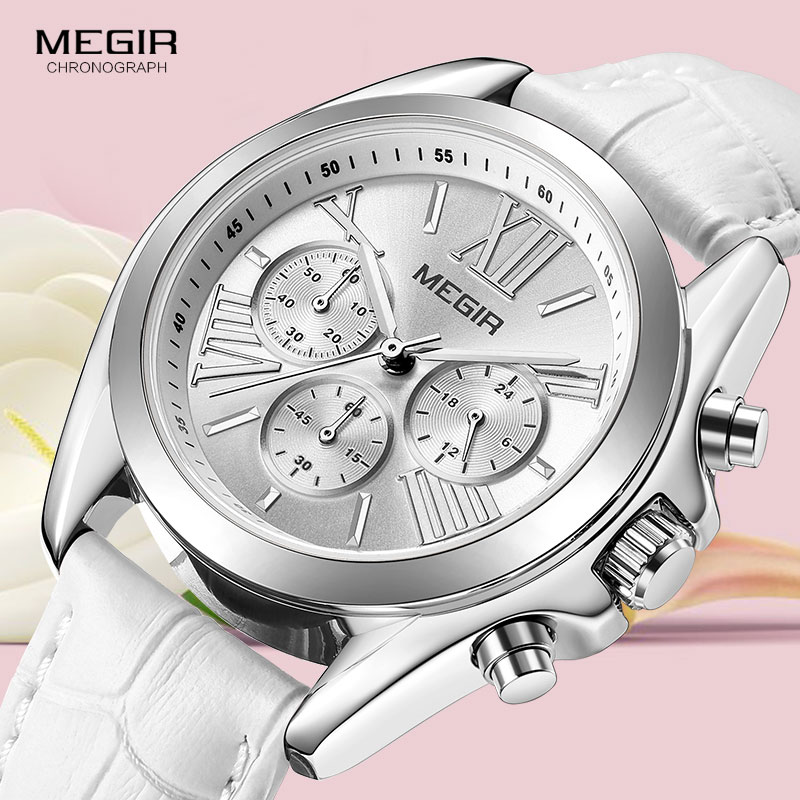 Megir2019-レディースレザーウォッチ,クロノグラフ付 - Luxury Watch Index のレビューと価格