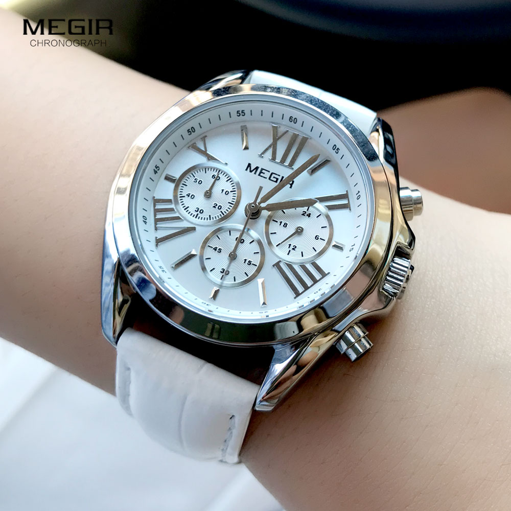 Megir2019-レディースレザーウォッチ,クロノグラフ付 - Luxury Watch Index のレビューと価格