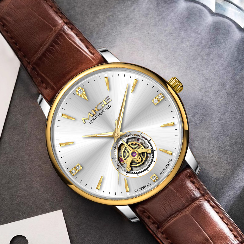 MIGE 薄型メンズオープンハート自動腕時計エメラルドグリー - Luxury Watch Green Dial のレビューと価格