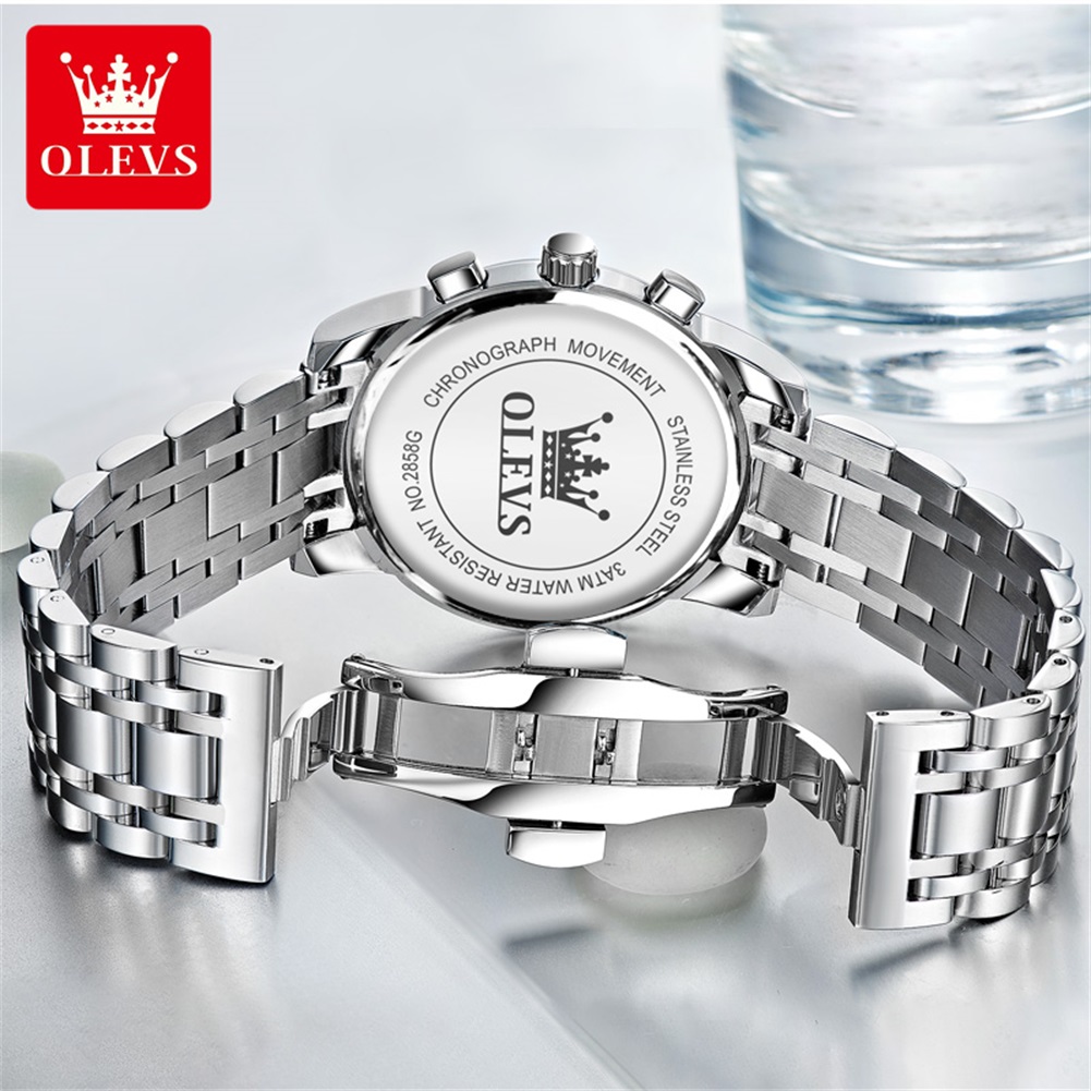 OLEVS 人気のメンズ腕時計ステンレススチールブラックムー - Luxury Watch Life のレビューと価格