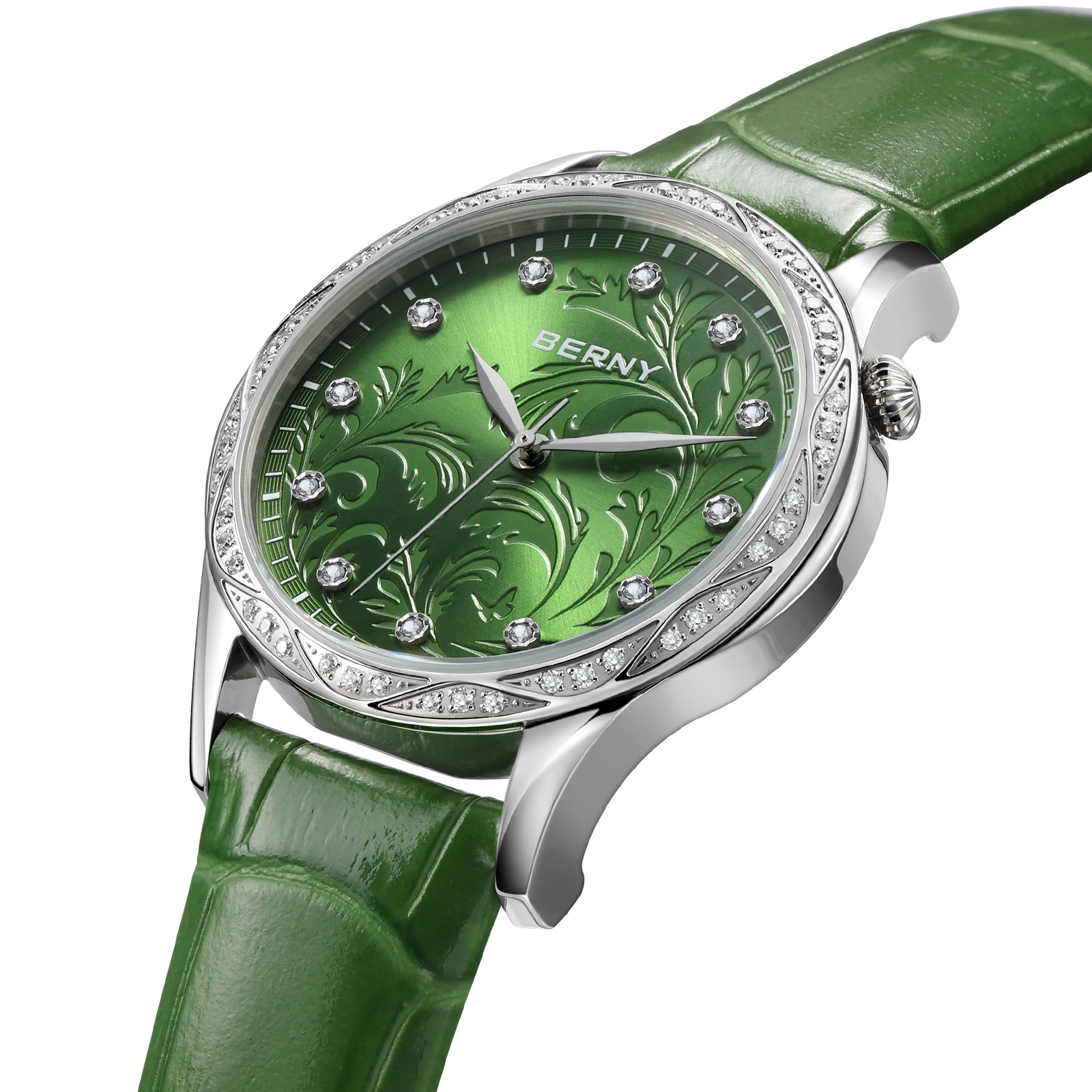 BERNY レディース クォーツ時計 グリーン ペタル アカ - Luxury Watch Green Dial のレビューと価格